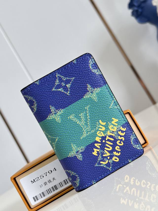 Factory Price: Premium Original M25794 Blue Pocket Wallet. Made from brushed Mo