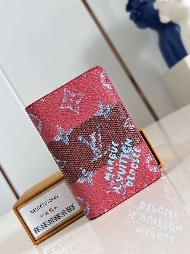 Factory Price: Premium Original M26536 Red Pocket Wallet. Made from brushed Mon
