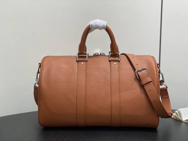 Original boutique M25980 Brown full leather travel bag Keepall Bandouli
