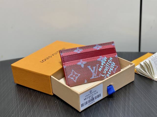 Original boutique M26535 Red Silkscreen Card Holder and Wallet Porte Cartes Dou