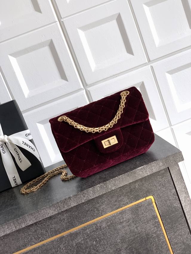Premium original burgundy Ohanel 552225A velvet black upgraded 20cm mini F repl