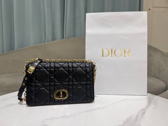 Premium Original Medium [Large Cane] Black . This Soft Dior Caro handbag, a ne