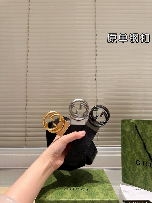 Steel buckle High version! Gucci leather belt ~ The hottest version among the p