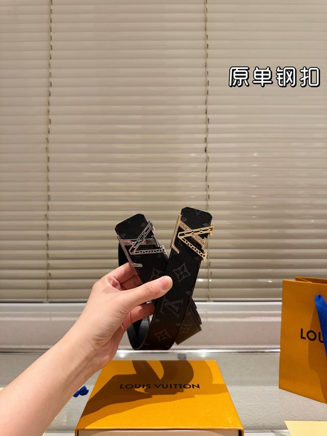 Steel buckle High version! LV leather belt ~ The most popular version among the