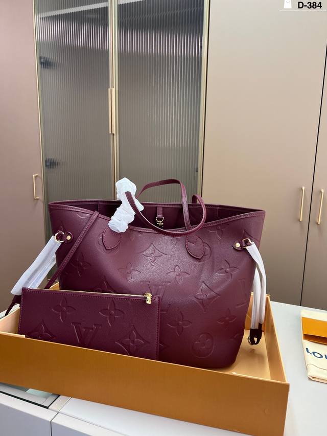 Chip version Lv shopping bag wine red series shopping bag Lv Neverfull classic