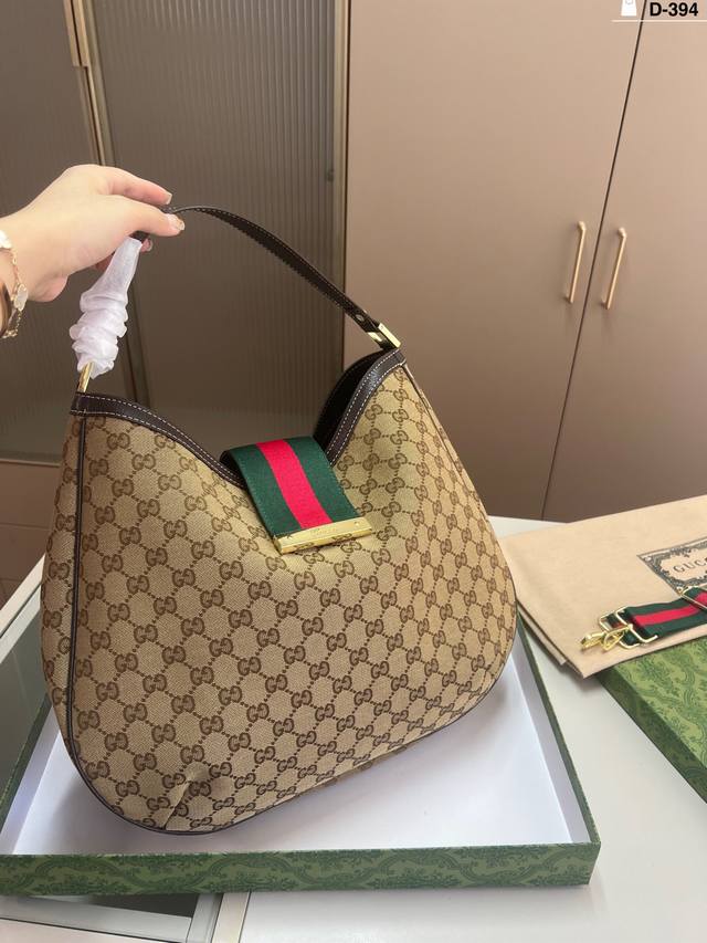 Gucci Double G handbag underarm bag bag body old flower soft bread shape wear wi