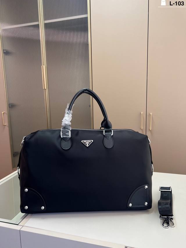 prada Prada Saffiano nylon fabric triangle logo travel bag airport bag handbag b