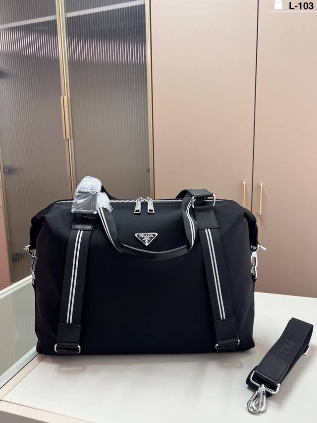 prada Prada Saffiano nylon fabric triangle logo travel bag airport bag handbag b