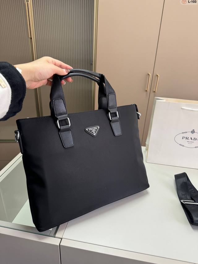 Prada men's briefcase can be carried crossbody or by hand has a large capacity a