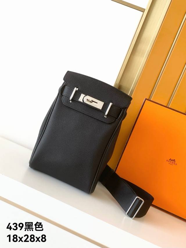 New chest bag model: 439 black counter exclusive top layer cowhide #Top origina