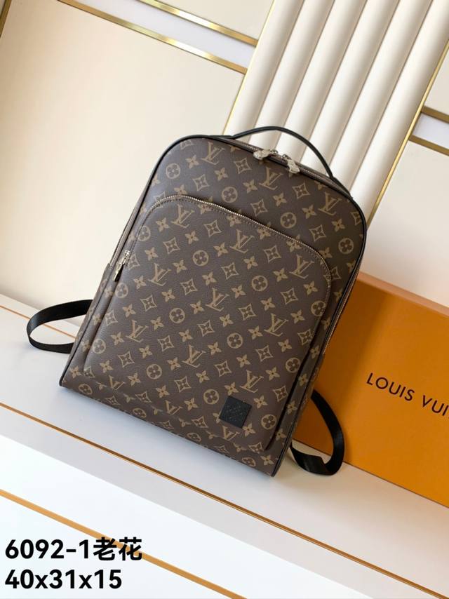 Backpack Model: 6092-1. Damier Lnfini's classic monogram pattern and cowhide le