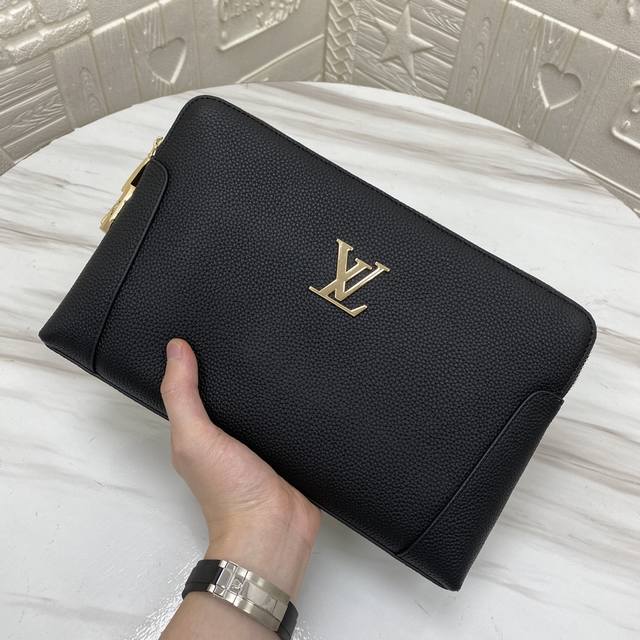 Original goods L's new men's handbag, the fabric is made of imported cowhide wit