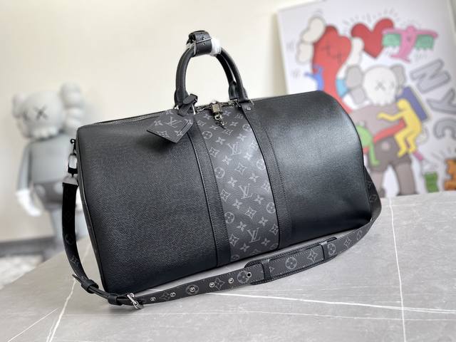 Top-notch! M30235 Black Keepall 50 Travel Bag with Shoulder Strap. Soft and ele