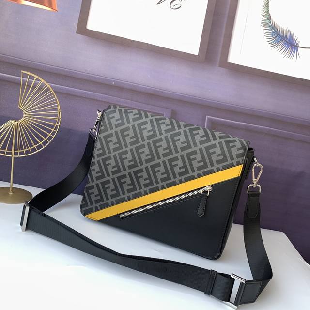 Style No. F7Va521 Black, spacious messenger bag with flap and magnetic snap clo