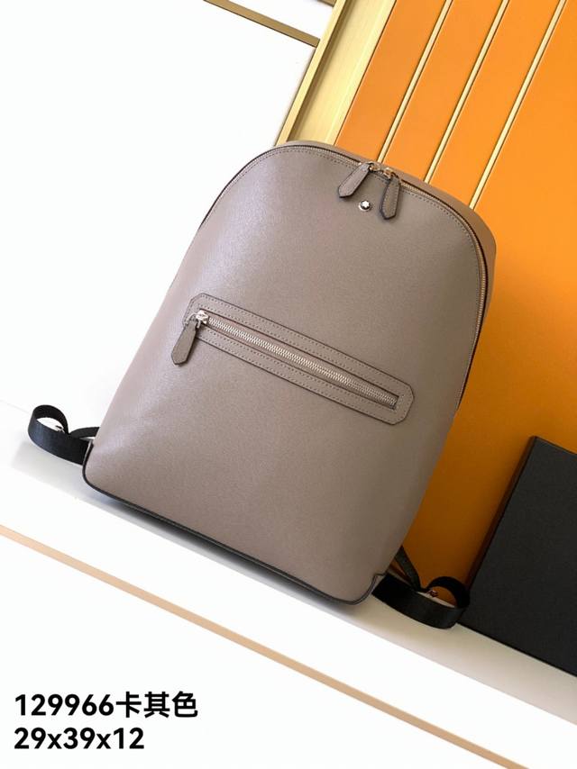 backpack: 129966# khaki, made with exclusive top-grain cowhide. The Montblanc C
