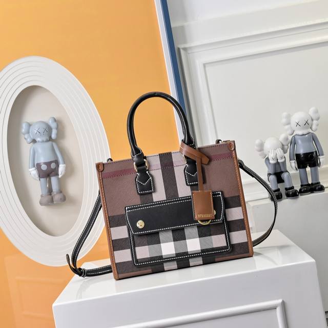 with folding box Burberry classic plaid tote bag Classic plaid bag, fashionable