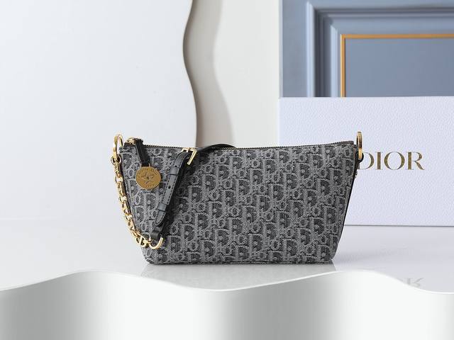 Style No. 3202 Gray printed Diorstar Hobo chain handbag, zipper closure, intern