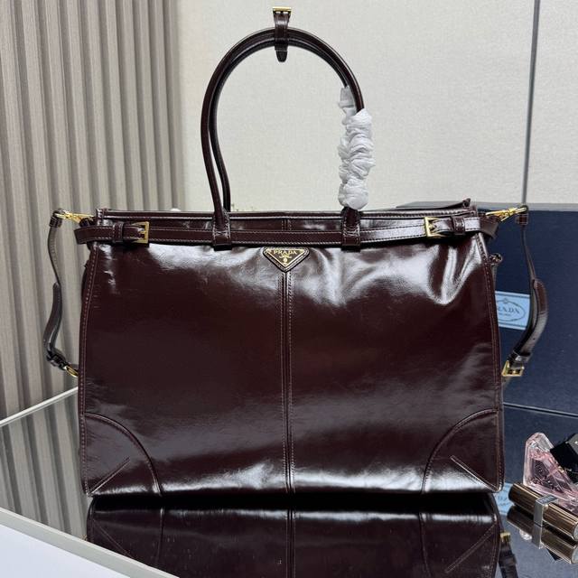 Top-grade original 42cm Lussolf waxed leather 1Ba439 extra large. This handbag
