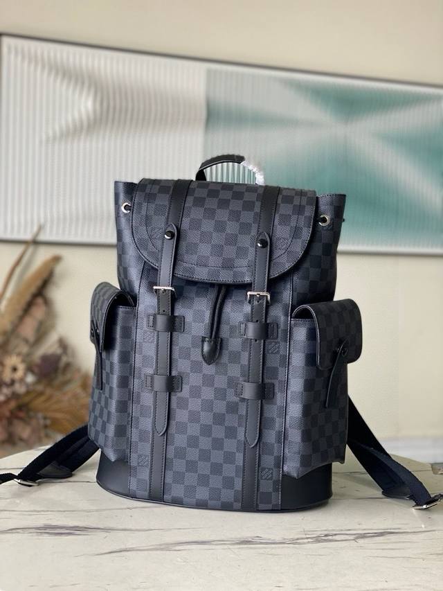 Top-tier replica N41379 Black Christopher backpack, crafted from Monogram canvas