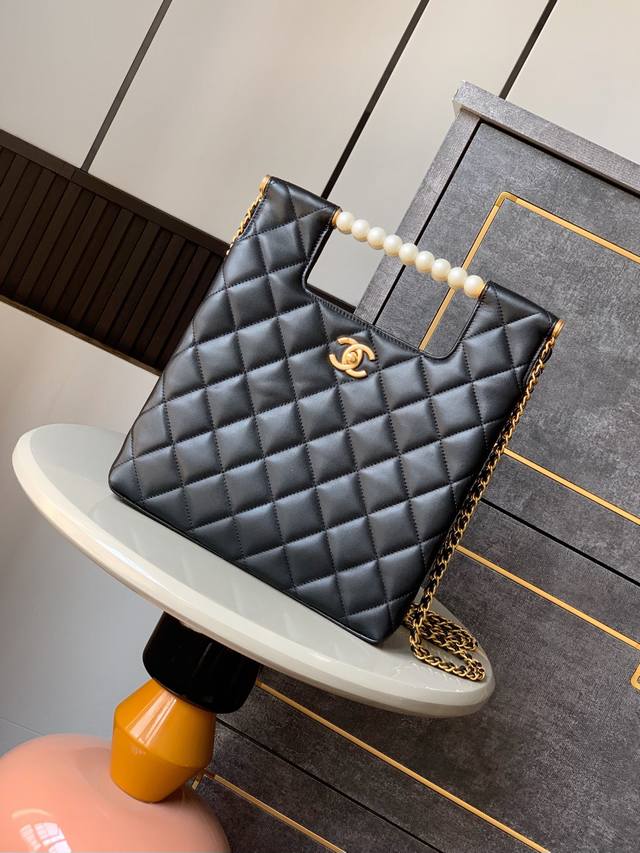 Top-quality original Ohanel 25P pearl crossbody chain envelope bag with flap