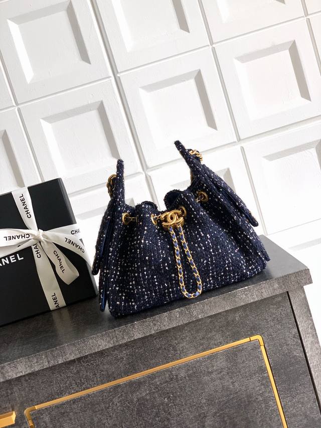 Top-quality original navy blue mini Ohanel 25A high-end handcrafted tweed 25 Bag
