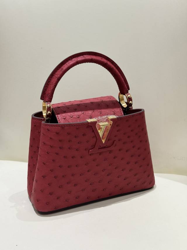 21Cm Imported Kk Ostrich Leather Fully Nailed All-Steel Hardware Ddd