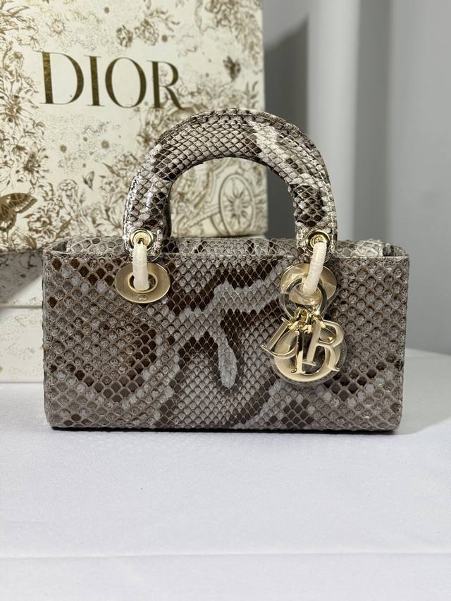 Lady Dior 22cm imported python skin, with gold hardware. Comes with a detachable