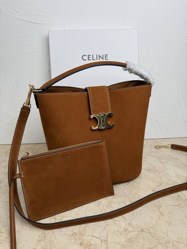Authentic Celine Louise Large Leather Handbag (24S New Louise Bucket Bag) For th