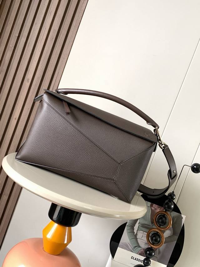 Original Leather Puzzle Handbag - New Large Geometric Bag (36cm) - Made of Origi