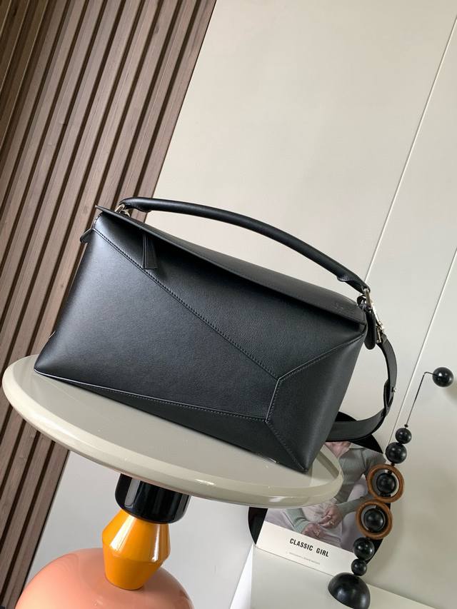 Original Leather Puzzle Handbag - New Large Geometric Bag (36cm) - Made of Origi