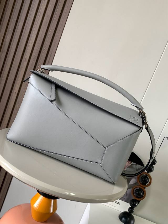 Original Leather Puzzle Handbag - New Large Geometric Bag (36cm) - Made of Origi