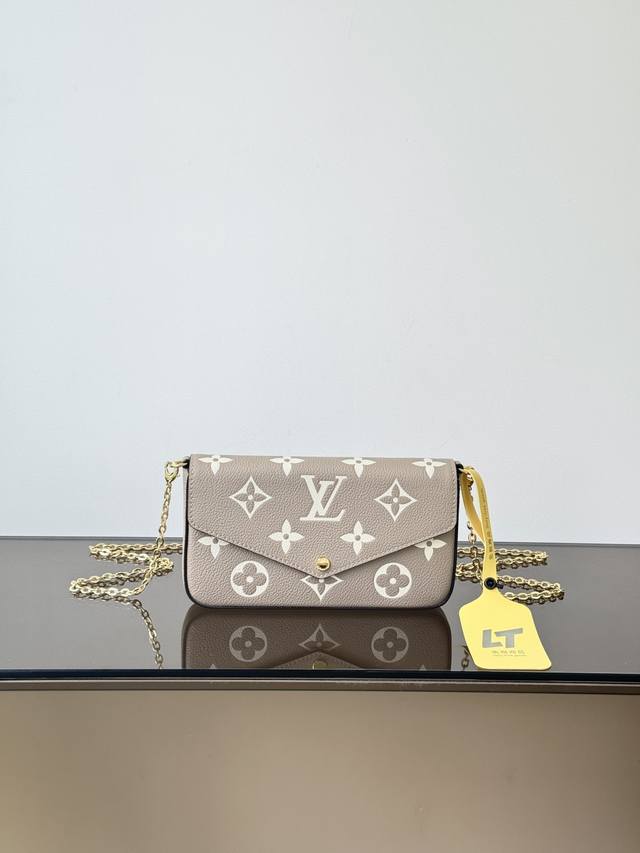 Premium Original Pochette Felicie Chain Bag, Model: M82610, Elephant Grey, 163cm