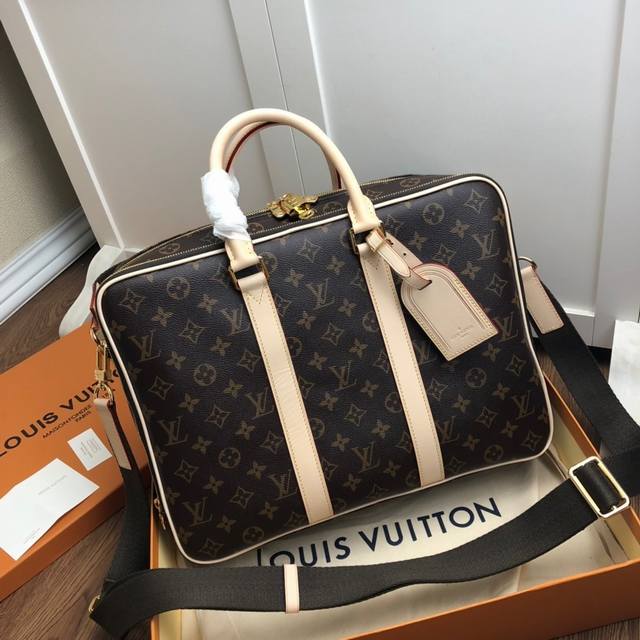 Top-tier original N40007 Black Check M43423 Monogram Dandy briefcase is slim yet