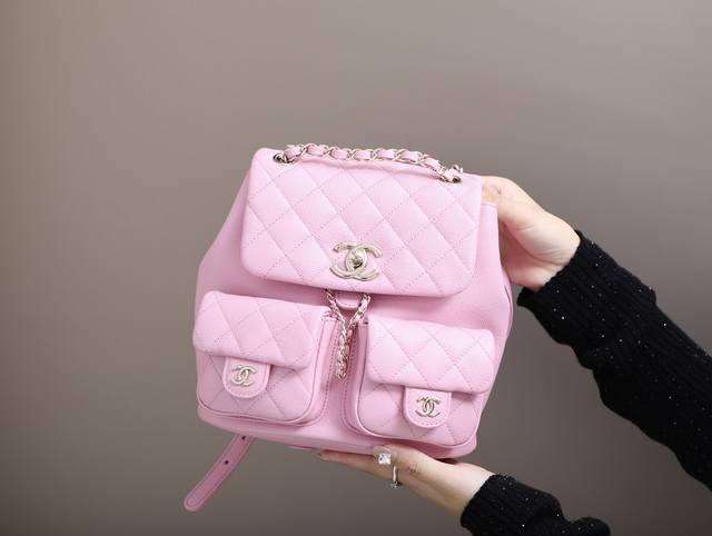 Premium Original Chip Chanel Frog Backpack in Cherry Blossom Pink - Now Availabl