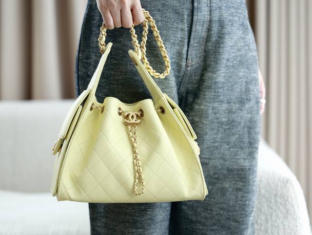 Premium Original Chip Version Chanel 25 Series Chick Yellow Leather with Grain E