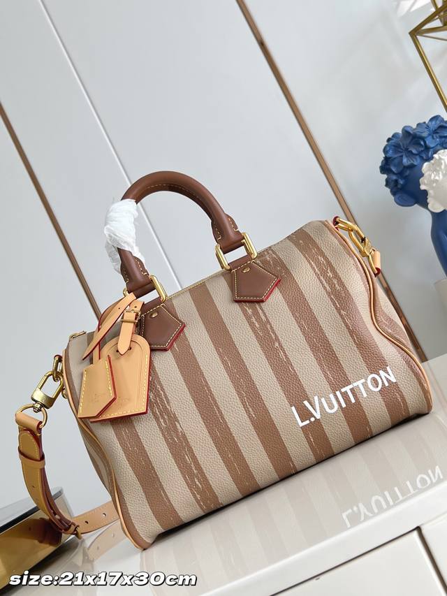 Factory Price P Top-Tier Original Khaki Striped 30cm Speedy Soft 30 Crafty Handb