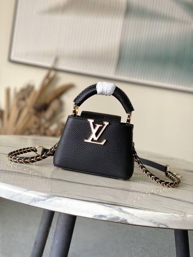 Factory Price P Premium Original Leather M25611 Black Lizard Mother-of-Pearl Cha