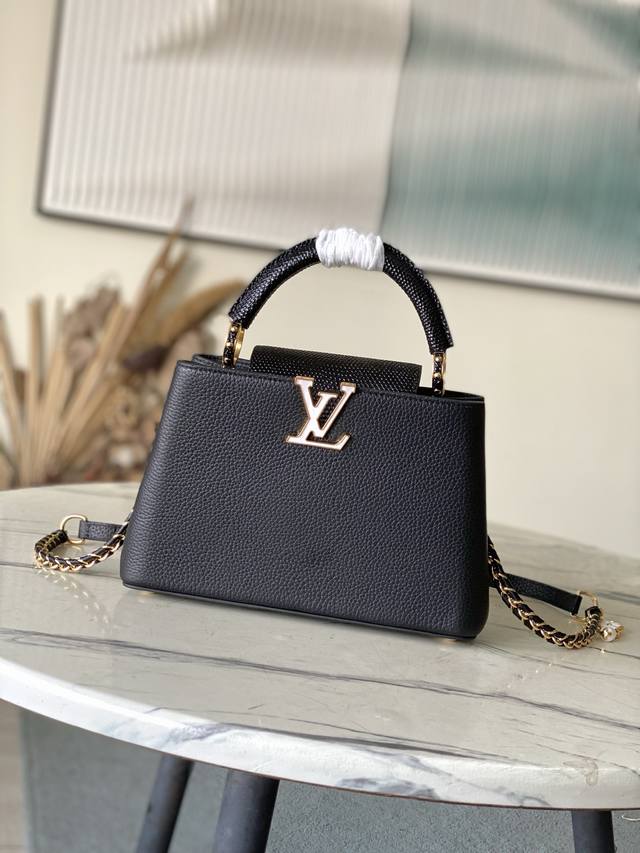 Factory Price P Premium Original Leather M25611 Black Lizard Mother-of-Pearl Cha