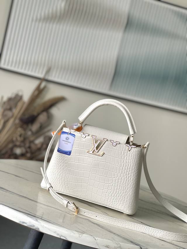 Factory Price P, Premium Original Leather N86153, White Small Capucines BB Handb