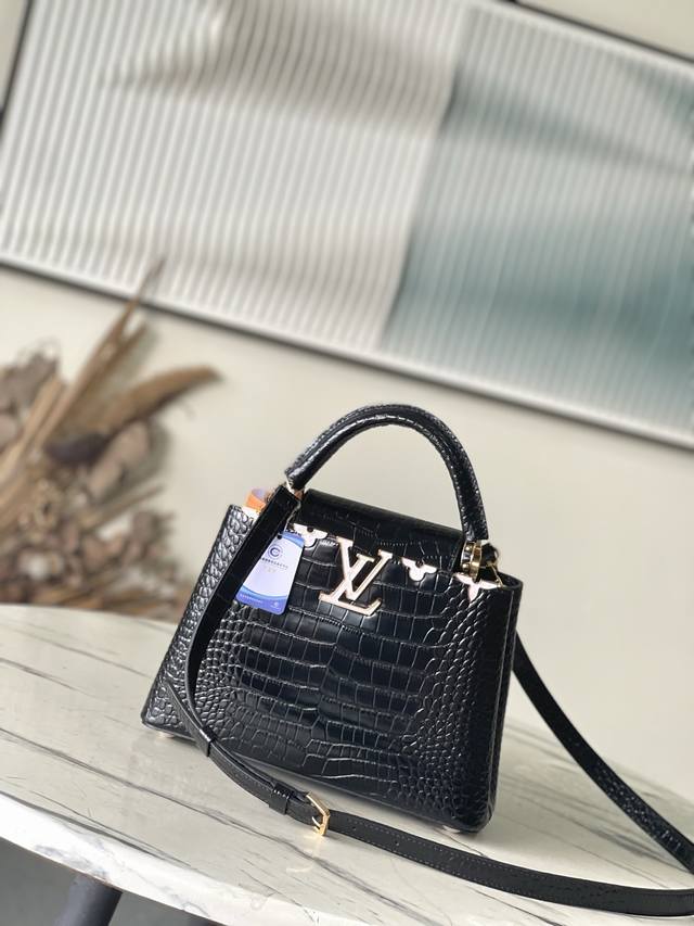 Factory Price P, Premium Original Leather N86153, Black Small Capucines BB Handb