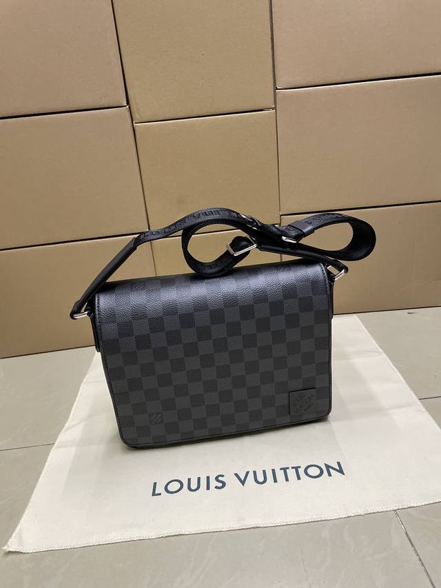 High-quality N42710 black checkered top-grain original leather, premium workmans