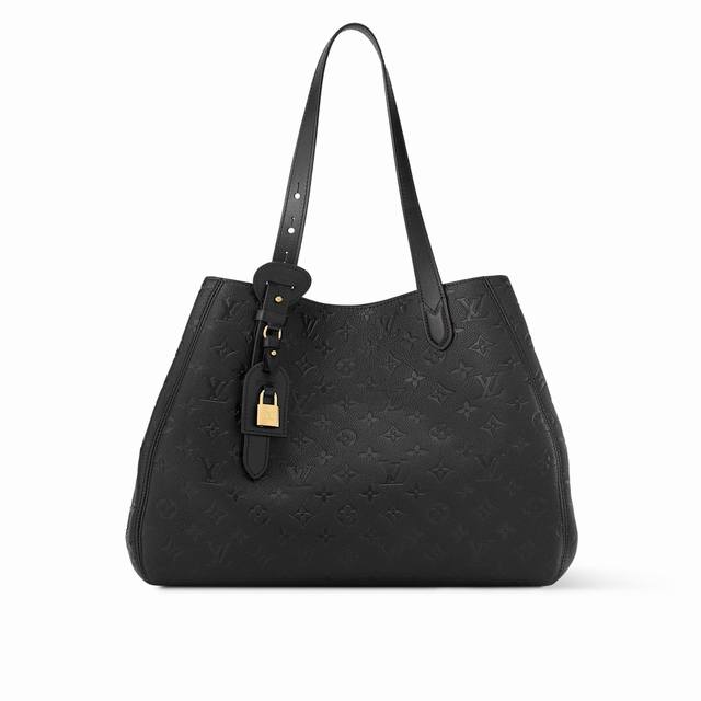M25860 Black Official Website Image Full Leather Embossed Shopping Bag All Ln On