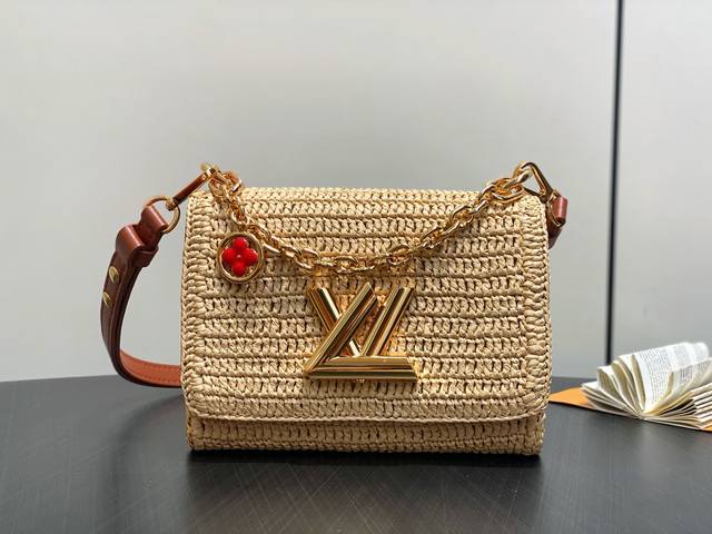 Original Quality M14309 Woven Raffia Twist Slim Small Handbag. This Twist Slim s