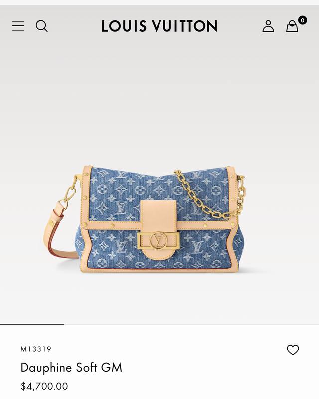 Top-tier original 163 chip M13319 Blue Denim Chain Bag, Large Size, Daphne LV X