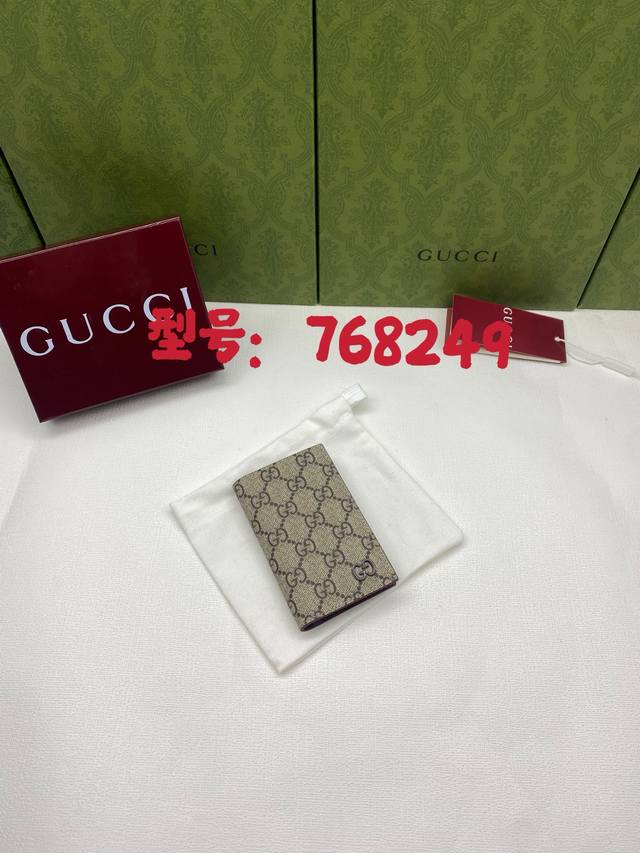 Premium Original Leather Long Card Holder with Gg Details, Comes with Red Box. A