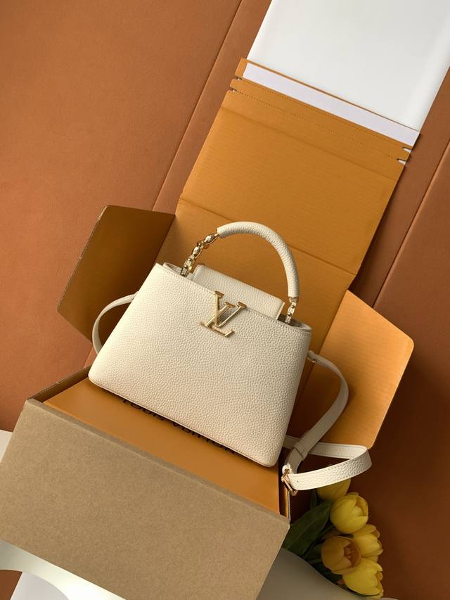 Factory Price P Premium All-Steel Capucines Small Pearl White Gold Buckle Model: