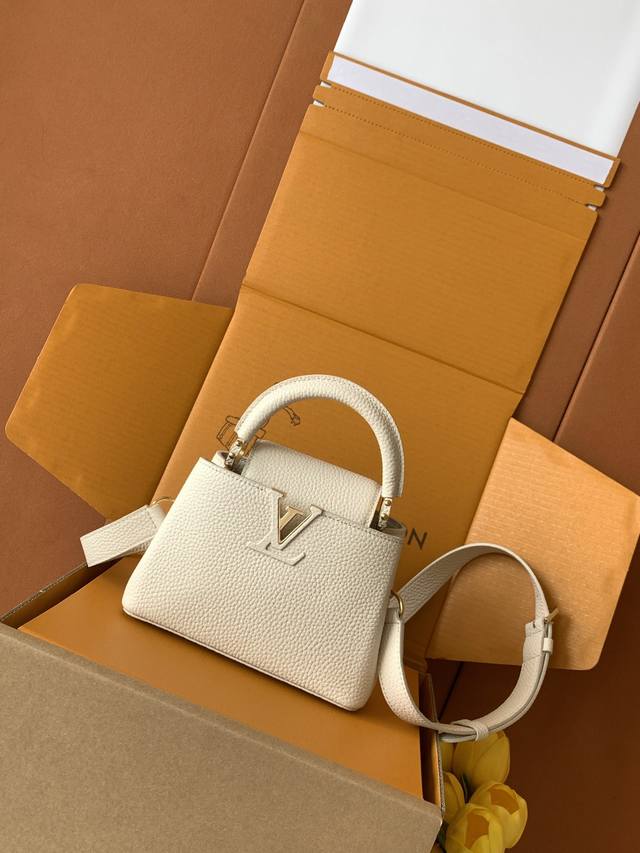 Factory Price P Premium Mb New Version Chip Original Leather Capucines Mini Whit