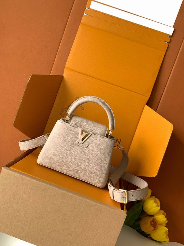 Factory Price P Premium Mb New Version Chip Original Leather Capucines Mini Gray