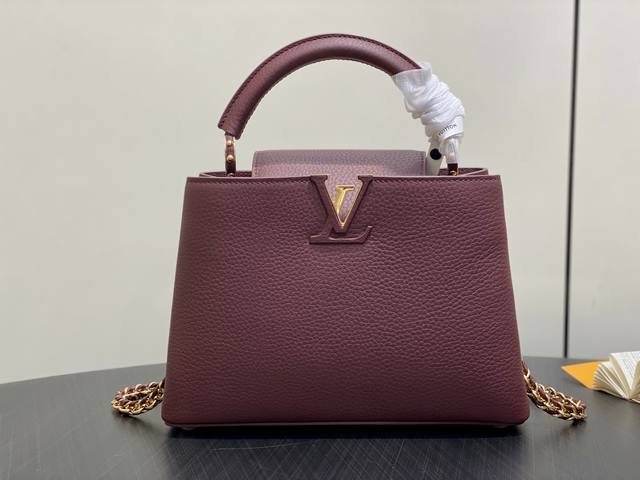 Original Quality M25893 Burgundy Full Leather Capucines Bb Handbag (Na Ying Styl