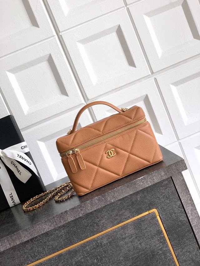 Caramel-colored export product, Ohanel 25K large diamond quilted cowhide LP box